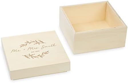 WEDDINGSTAR Custom Engraved Wooden Keepsake Box with Removable Lid