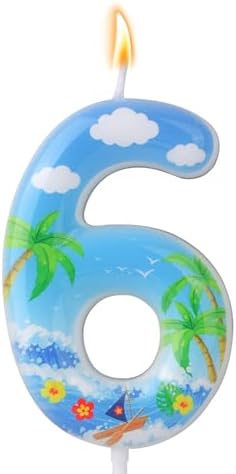 Ocean Themed Birthday Candles Number 6