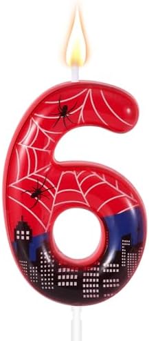 Spider Themed Birthday Candle Red Blue 6cm