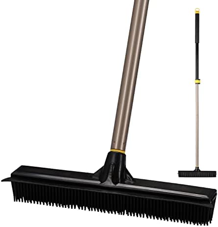 DDGURDH Telescopic Broom with Rubber Bristles for Pet Hair Cleaning