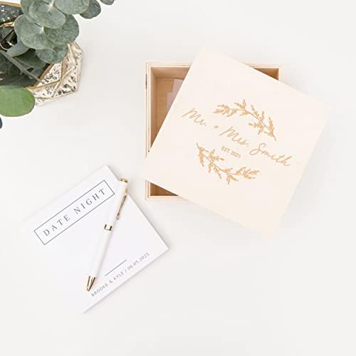WEDDINGSTAR Custom Engraved Wooden Keepsake Box with Removable Lid