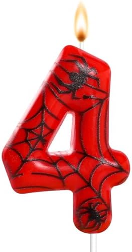 Sel Natural Number 4 Spider Birthday Candle