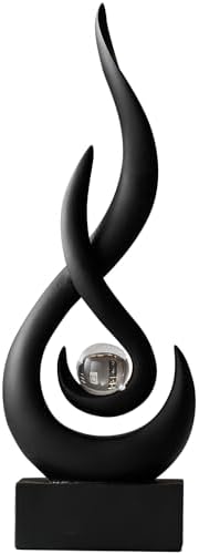 AWNR Abstract Flame Sculpture with Glass Ball Resin Art Figurine