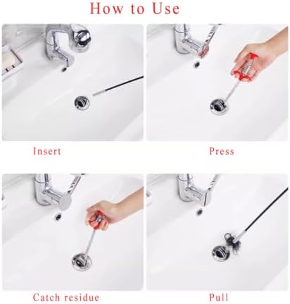 Gchee 63 Inch Drain Auger with Cleaning Glove and Strips
