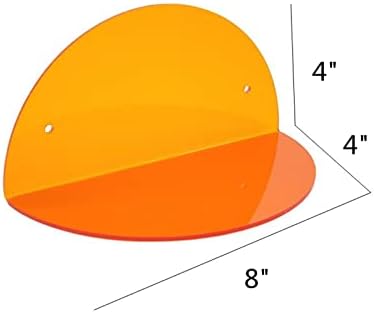ROYALITA Acrylic Floating Shelves 8-inch Orange 2-Pack
