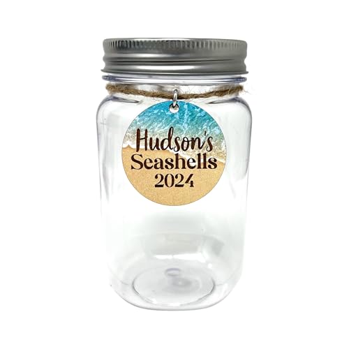 Personalized Plastic Seashell Jar with Name and Year