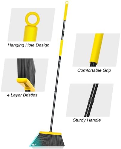 JEHONN Heavy Duty Broom with 55 Inch Long Handle