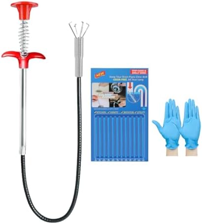 Gchee 63 Inch Drain Auger with Cleaning Glove and Strips