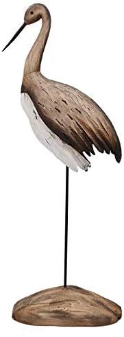 K KILIPES Wood Crane Statue Rustic Garden Decor