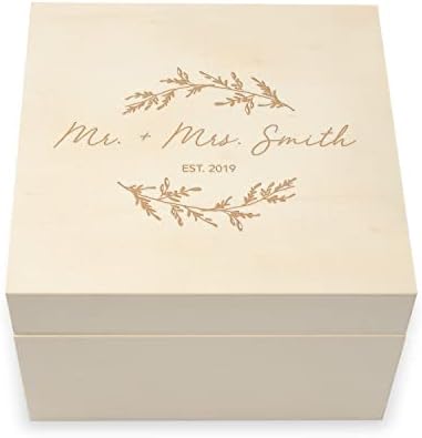 WEDDINGSTAR Custom Engraved Wooden Keepsake Box with Removable Lid