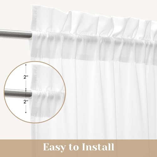 HOMEIDEAS Non-See-Through Sidelight French Curtains 1 Panel White