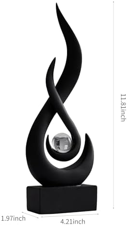 AWNR Abstract Flame Sculpture with Glass Ball Resin Art Figurine