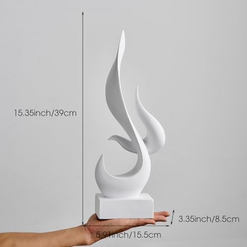 FJS White Flame Modern Resin Statue Decor