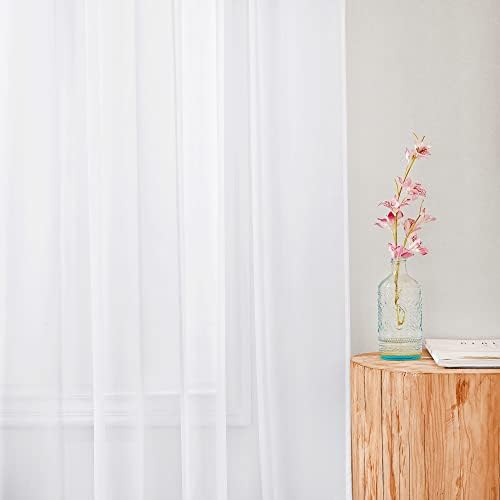 NICETOWN White Sheer Curtains 2 Panels 54x80 Inch Rod Pocket