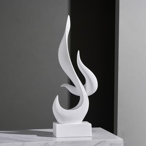 FJS White Flame Modern Resin Statue Decor