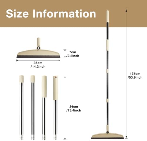 XXFLOWER Silicone Magic Broom with Adjustable Handle and 180 Rotating Squeegee