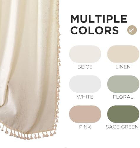 Joydeco Beige Boho Curtains 2 Panels 84 Inch Length