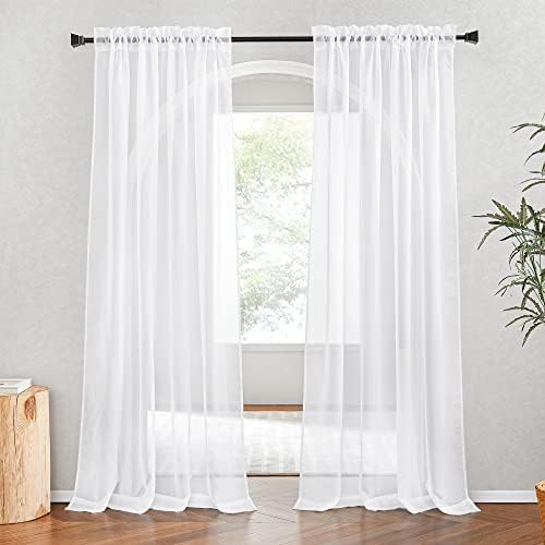 NICETOWN White Sheer Curtains 2 Panels 54x80 Inch Rod Pocket