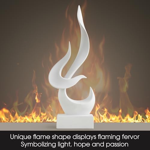 FJS White Flame Modern Resin Statue Decor