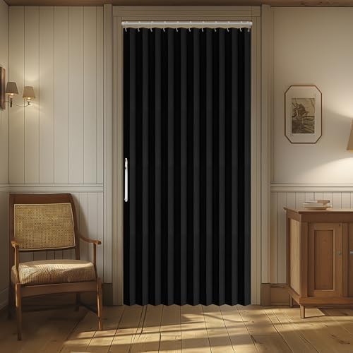 AJAZZ Magnetic Accordion Door Curtain 52x78 Black 1 Panel