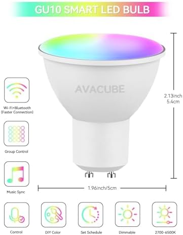 AVACUBE 4 Pack GU10 Smart LED Bulbs with Alexa Google Assistant Compatibility 1
