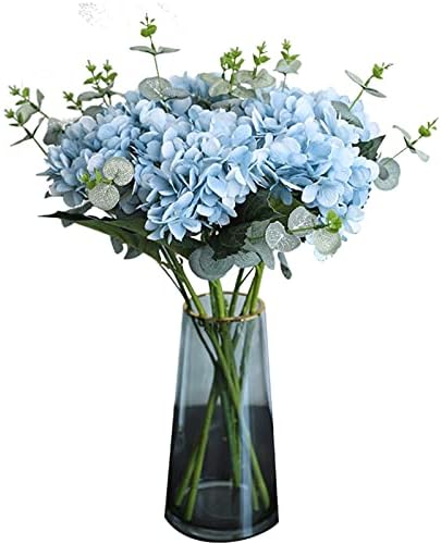 Artificial Yellow Hydrangea Flowers with Glass Vase
