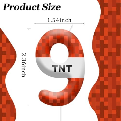 TNT Pixel Number 3 Birthday Candles Cake Topper