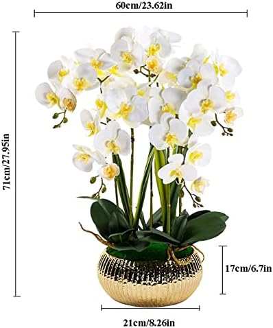 Artificial Orchid Flowers with Ceramic Vase for Home Decor