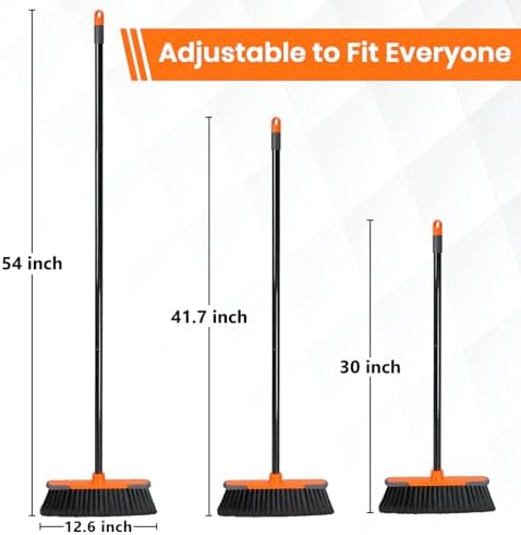 4 PK Soft Bristle Push Brooms - Heavy Duty Commercial Broom for House Garage Kitchen Shop Restaurant