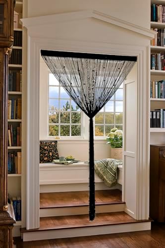 YIIBAII Black Beaded Curtain for Doorway
