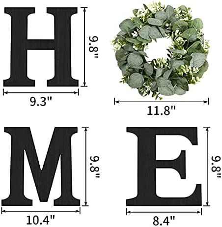 Pinkpum Wood Home Sign with Black Letters and Eucalyptus Wreath