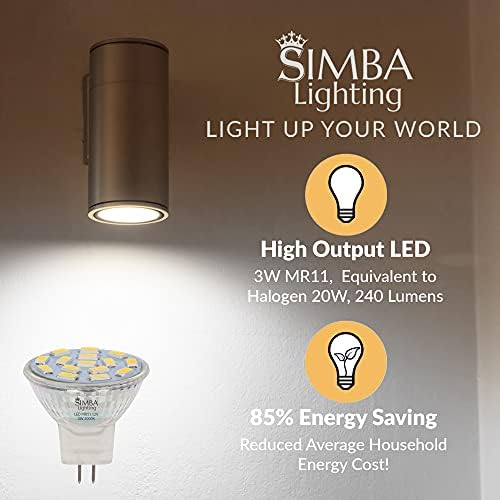 Simba Lighting 4 Pack LED MR11 Flood Light Bulbs 12V 3W 5000K Daylight