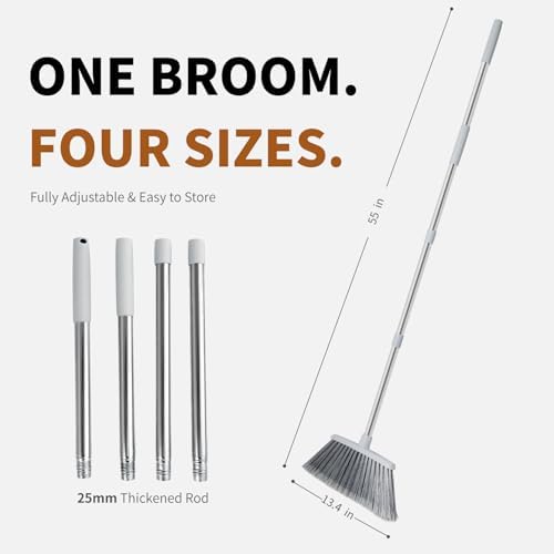 QCFOLY Adjustable Heavy Duty Broom Pack of 2
