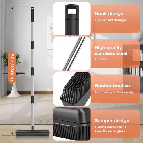 FUUNSOO Pet Hair Removal Broom with Squeegee and Comb