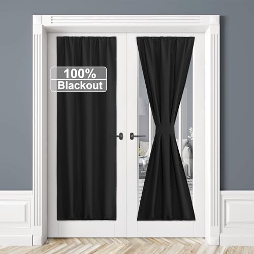 RYB HOME 100 Blackout Door Curtain for French Doors