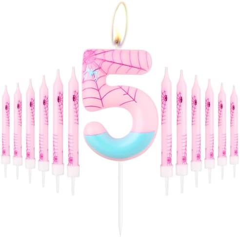 iNINGER Pink Spider Birthday Candles Set