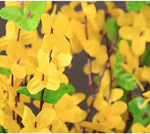 Realistic Artificial Yellow Winter Jasmine with Glass Vase