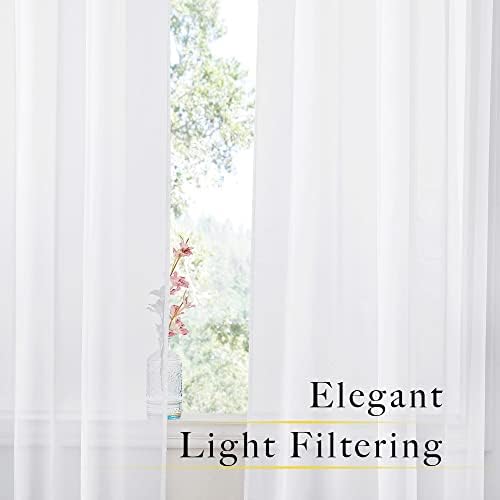 NICETOWN White Sheer Curtains 2 Panels 54x80 Inch Rod Pocket