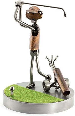 Golf Drive On The Green Sculpture Handmade Metal Figurine