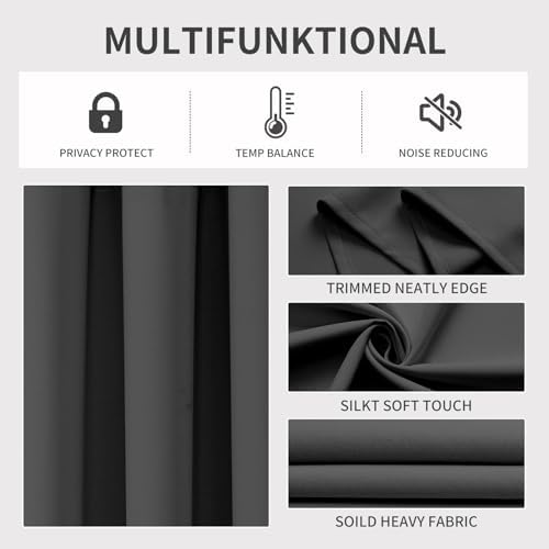 Joydeco Door Curtain Panel 78 Inches Black