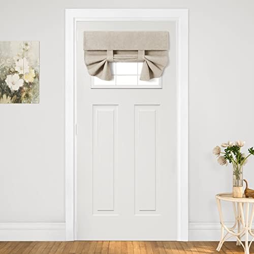 HOMEIDEAS Linen French Door Curtains 26x20 Inch Blackout Panels for Privacy