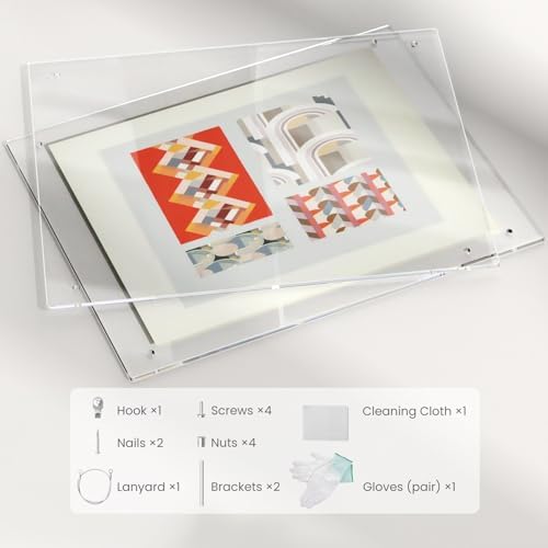 NIUBEE 85x11 Clear Acrylic Floating Photo Frame