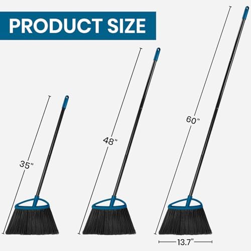 MAVRIZ 3 Pack Heavy Duty Brooms with Long Handles