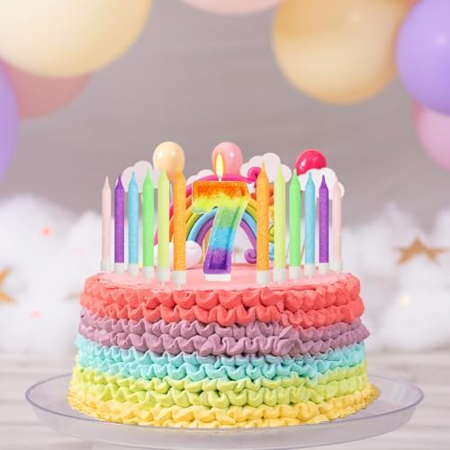 Rainbow Number 7 Birthday Candle Set 13 Pcs