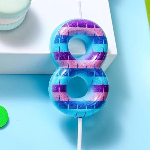 MUNIMJI Number 8 Gaming Birthday Candles
