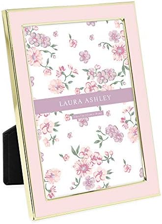Laura Ashley 5x7 Pink Enamel Frame with Gold Edge and Easel 1