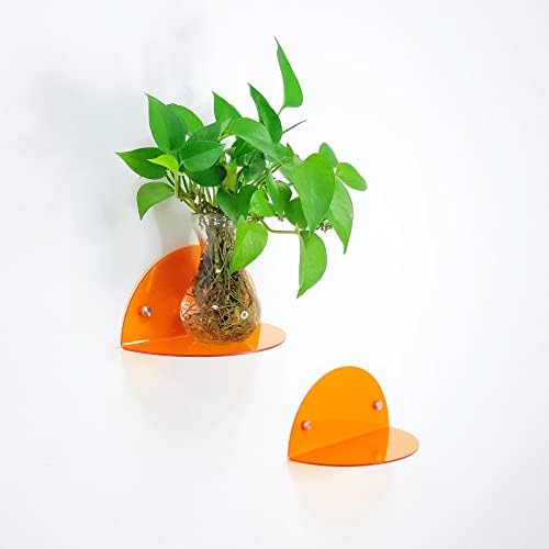 ROYALITA Acrylic Floating Shelves 8-inch Orange 2-Pack
