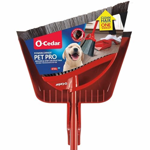 O-Cedar PowerCorner Pet Pro Broom with Dust Pan Red