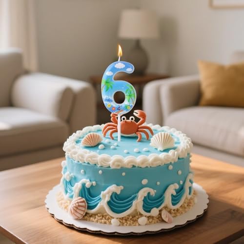 Ocean Themed Birthday Candles Number 6