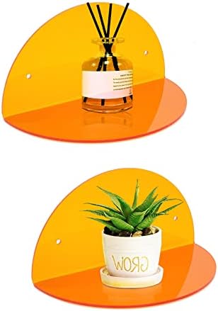 ROYALITA Acrylic Floating Shelves 8-inch Orange 2-Pack